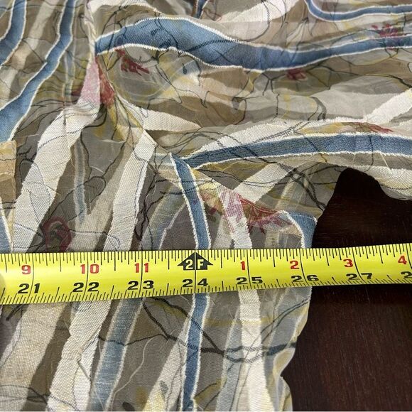 Vintage Graff Wear Linen Blend Sheer Floral Striped Button Down Blouse XL - Picture 12 of 14